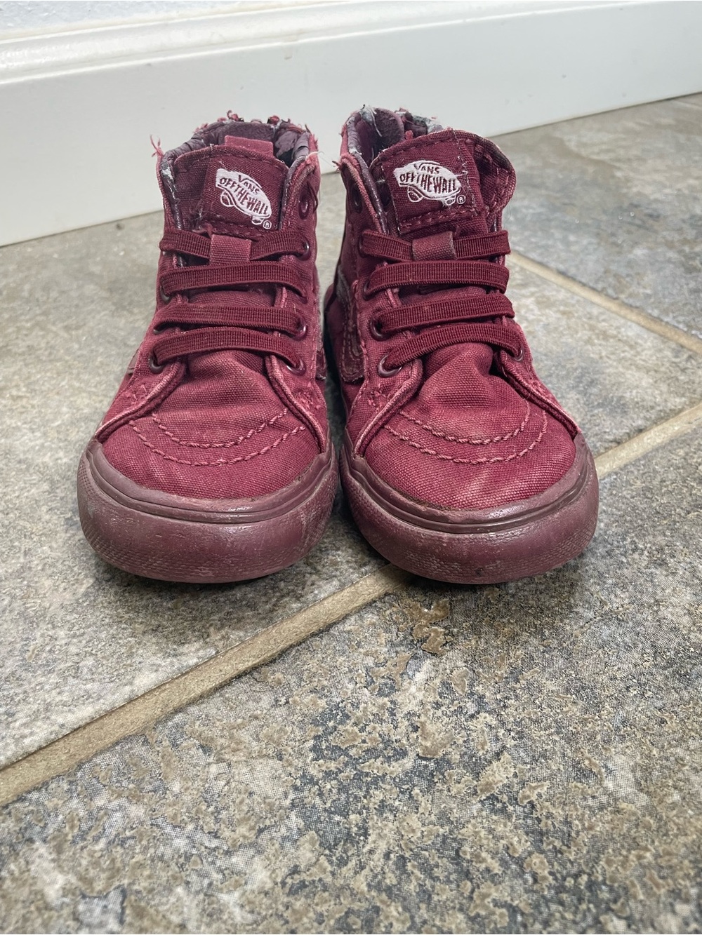 HTF Mono Vans Maroon High-Top Canvas Sneakers